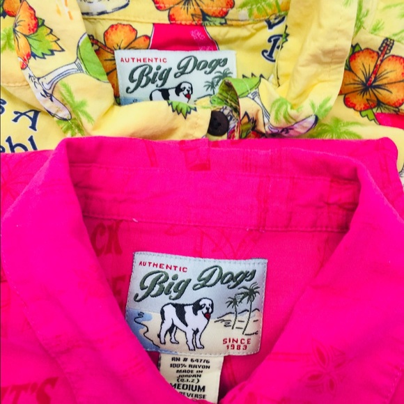 2 Vintage Big Dog Hawaiian Drinking Shirts Sz Med - Picture 2 of 16